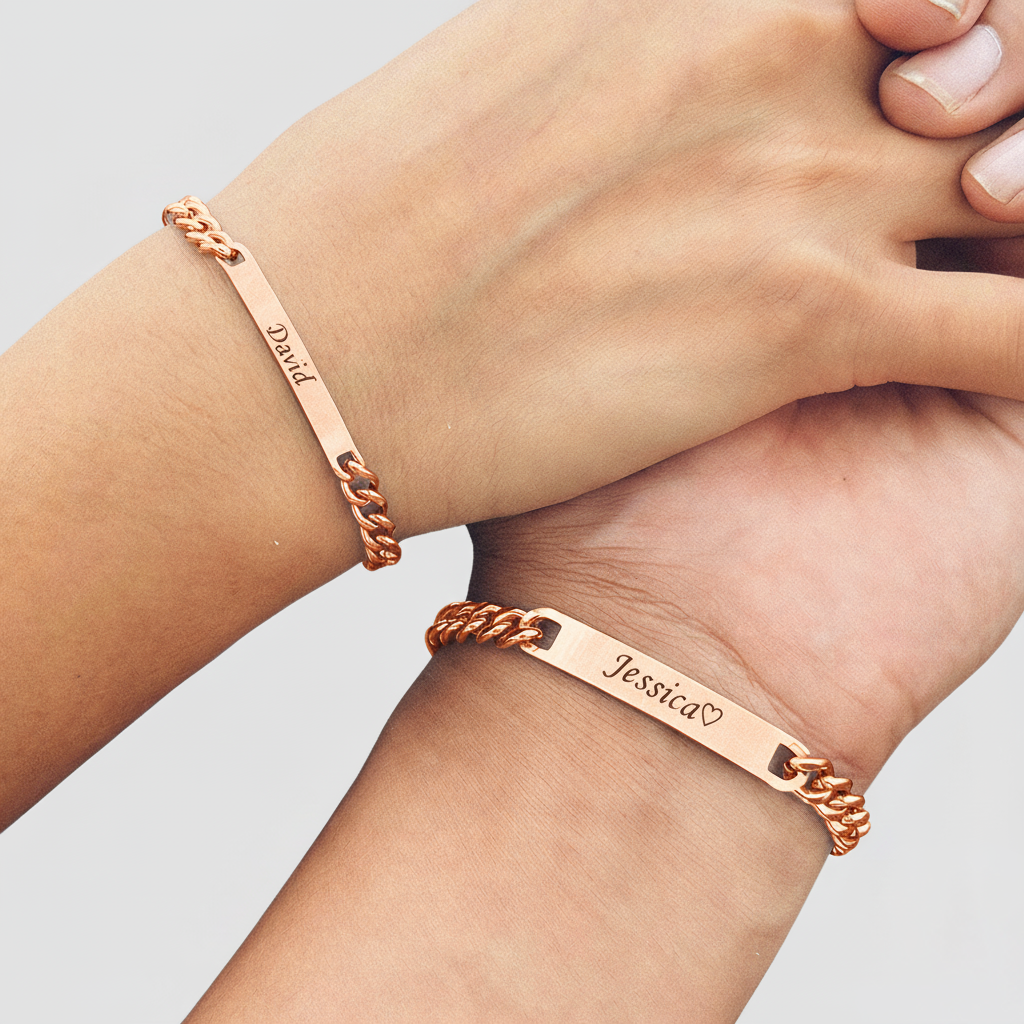 Engraved Couple Bracelets - Amora Vale