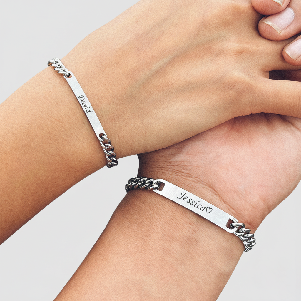 Engraved Couple Bracelets - Amora Vale